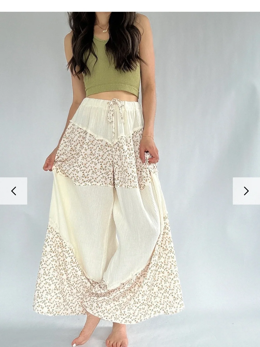 POL Cream Floral Patchwork Wide-Leg Pants - Picture 2 of 6